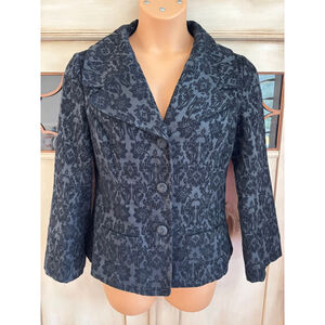 EUC J. Jill Vintage Floral Damask Jacquard Jacket in Black Dark Academia | Sz 10